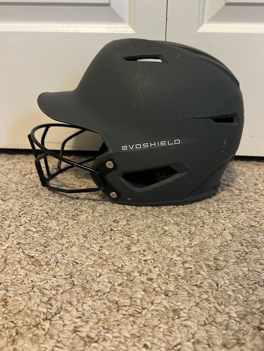 EvoShield Matte Black Batting Helmet with Black Cage